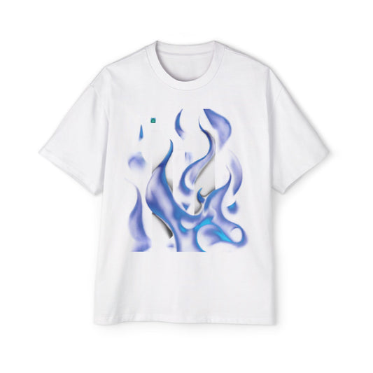 Blue Flame Graphic Tee — Men's Oversized Streetwear T-Shirt