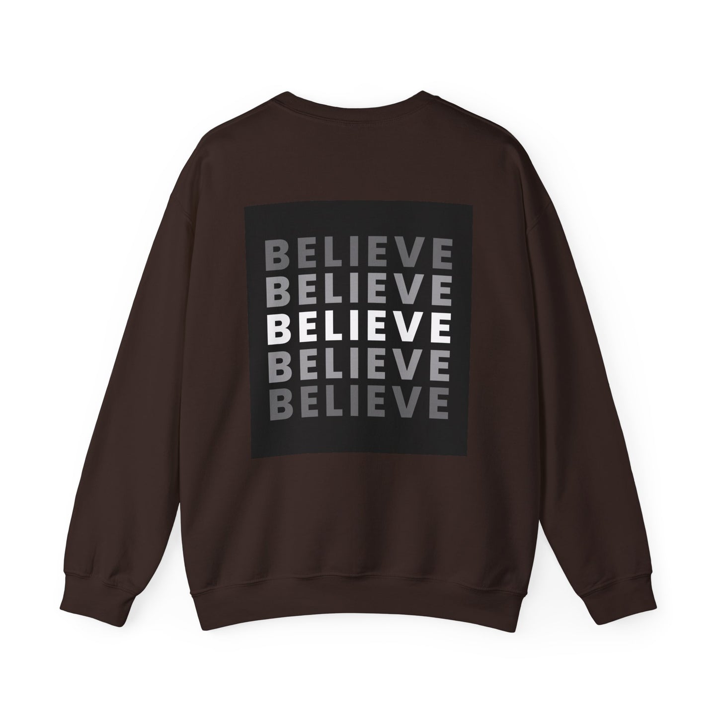 Unisex Heavy Blend™ Crewneck Sweatshirt - 'Believe' Motivational Graphic