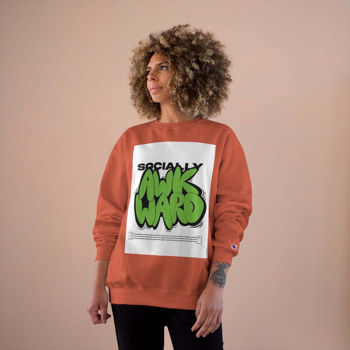 Socially Awkward Champion Sweatshirt - Trendy Graphic Casual Wear
