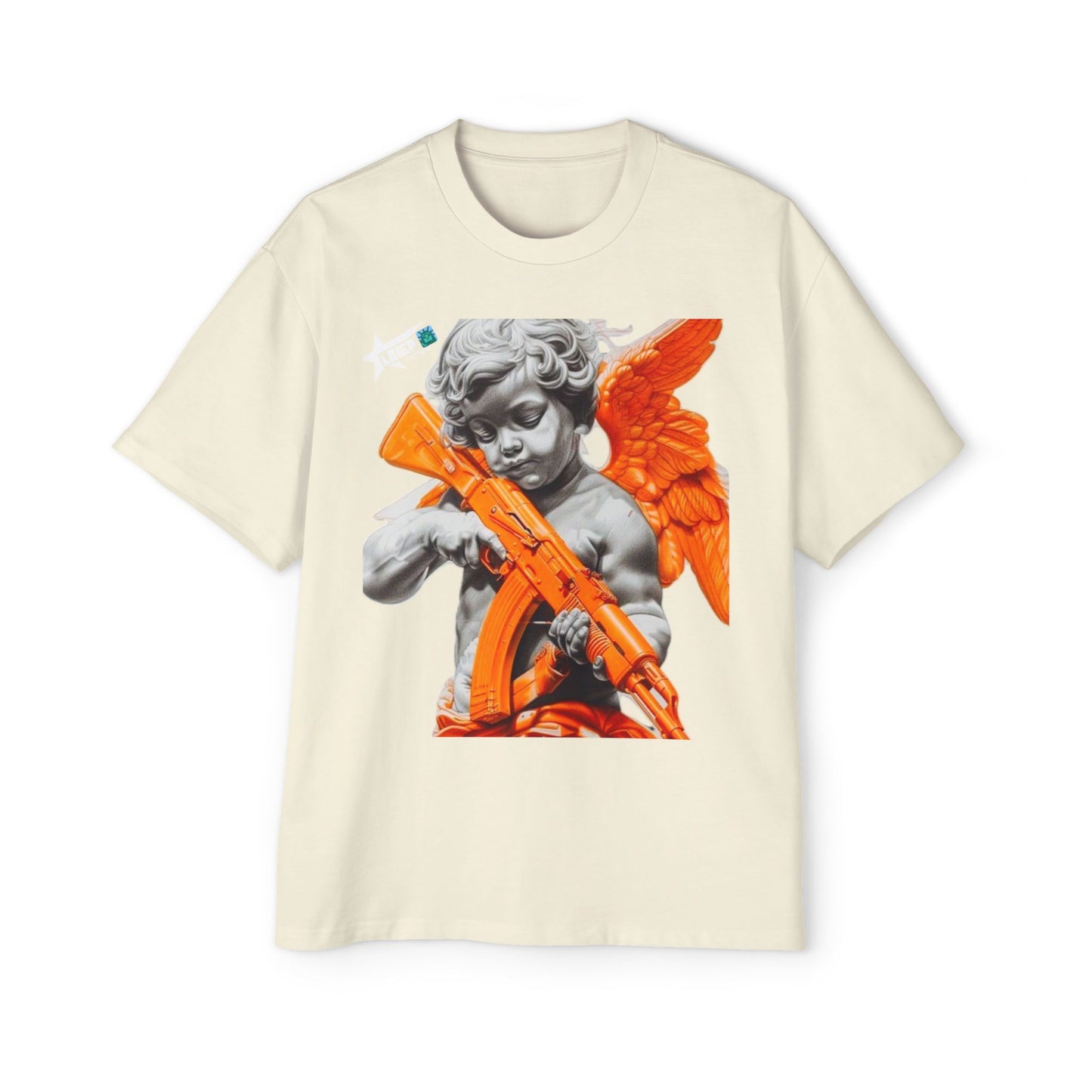 Men's Heavy Oversized Tee - Bold Angel Graphic Tee for Streetwear Style