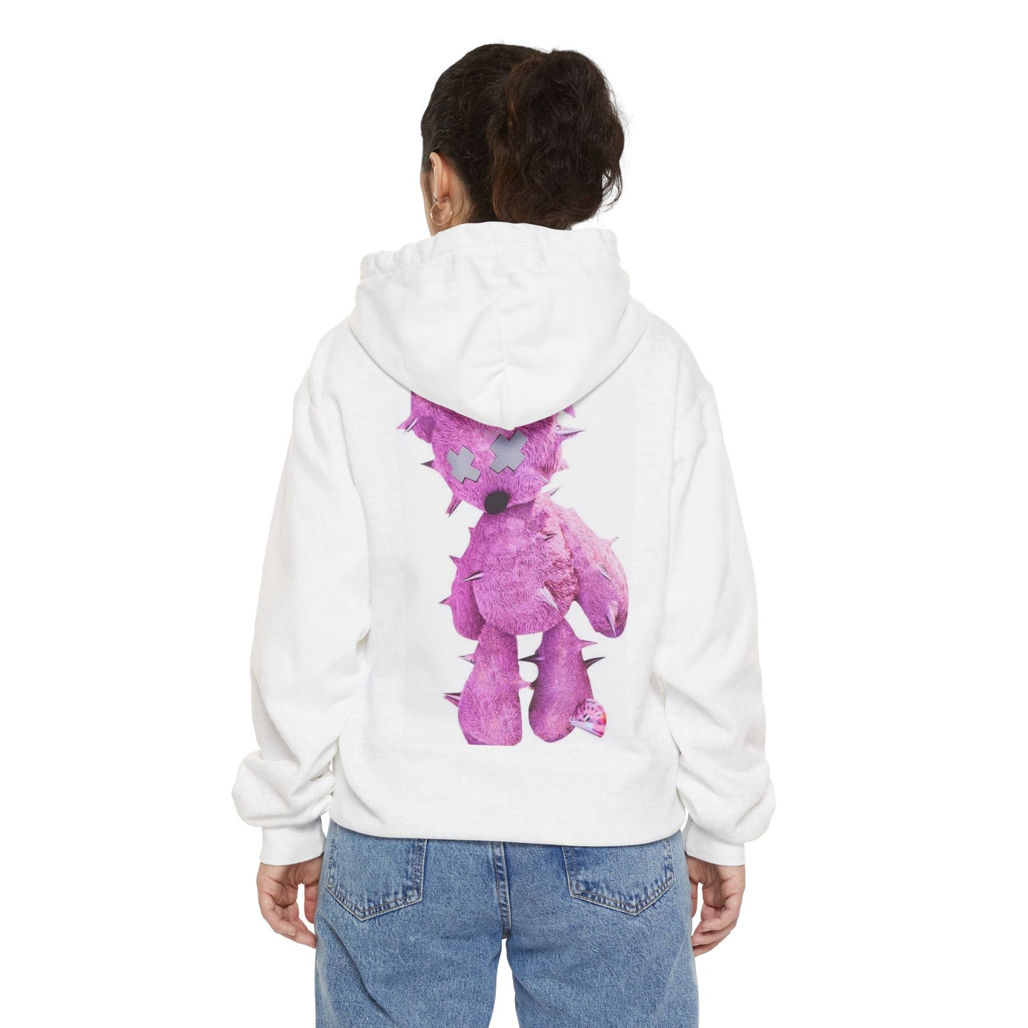 Unisex Garment-Dyed Hoodie - Trendy LBEP Streetwear with Spiked Plush Bear Design