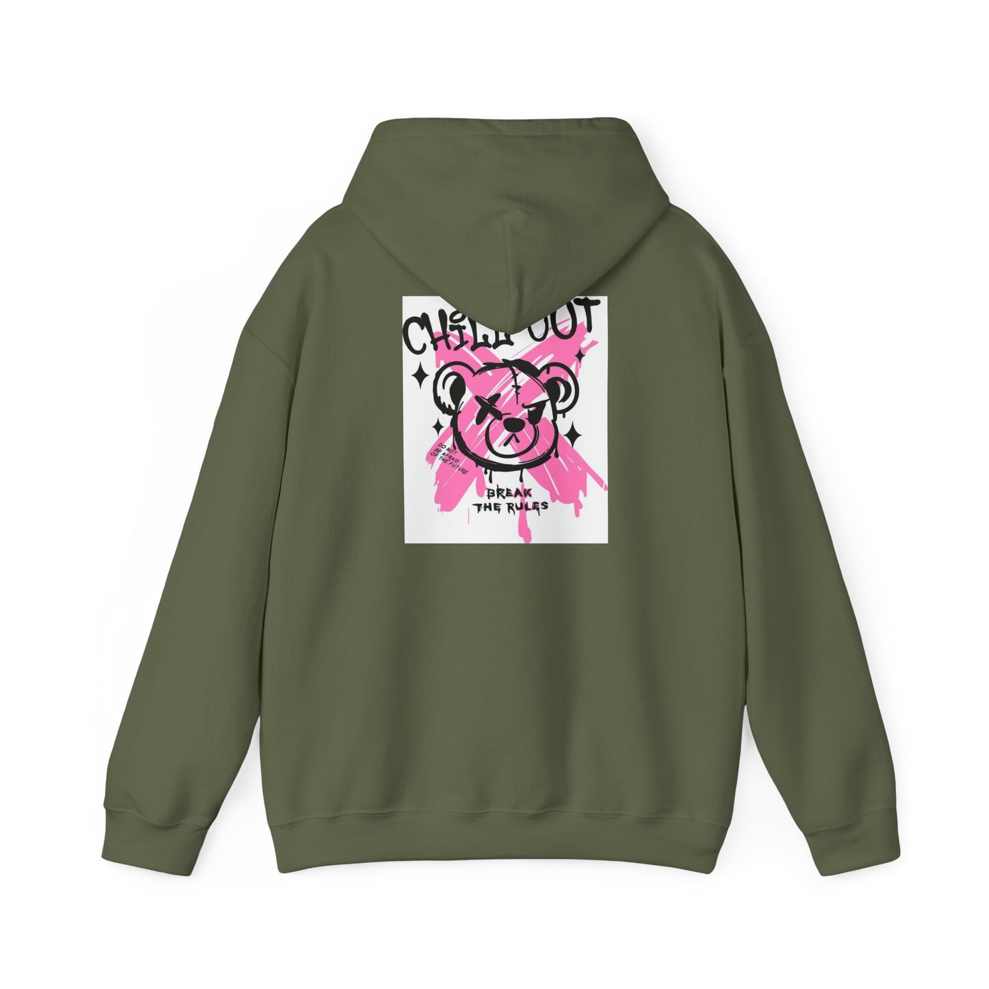 Chill Out Graphic Hoodie - Unisex Heavy Blend™ Sweatshirt with Playful Bear Design