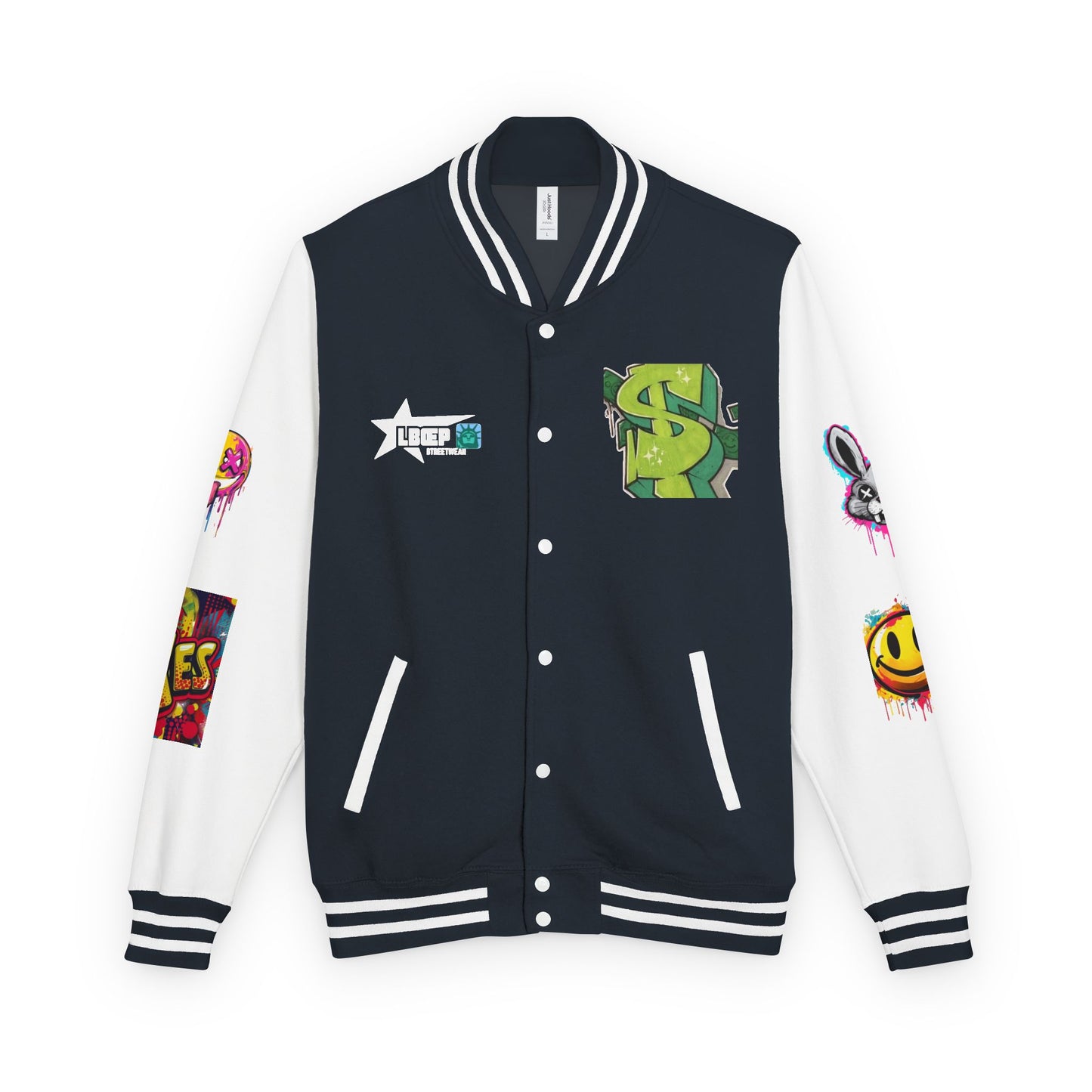 Trendy Unisex Heavyweight Letterman Jacket with Bold Graphics