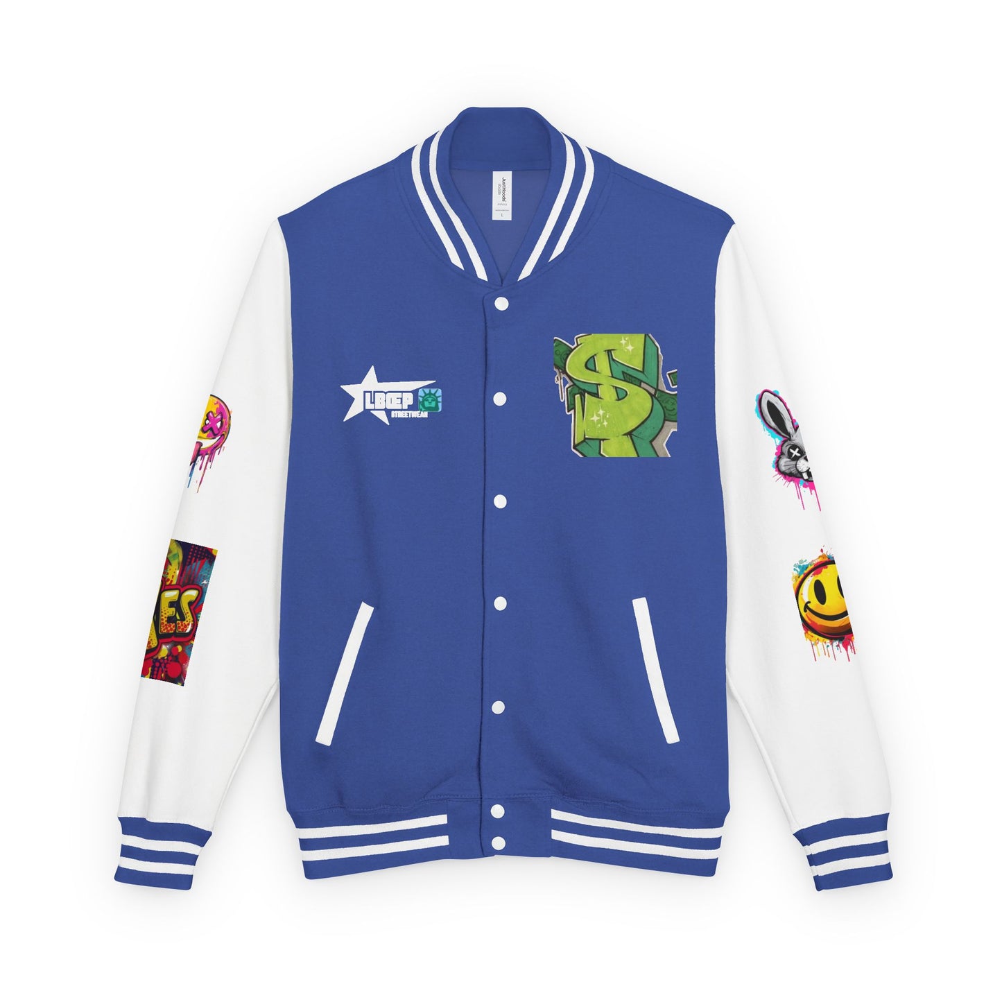 Trendy Unisex Heavyweight Letterman Jacket with Bold Graphics