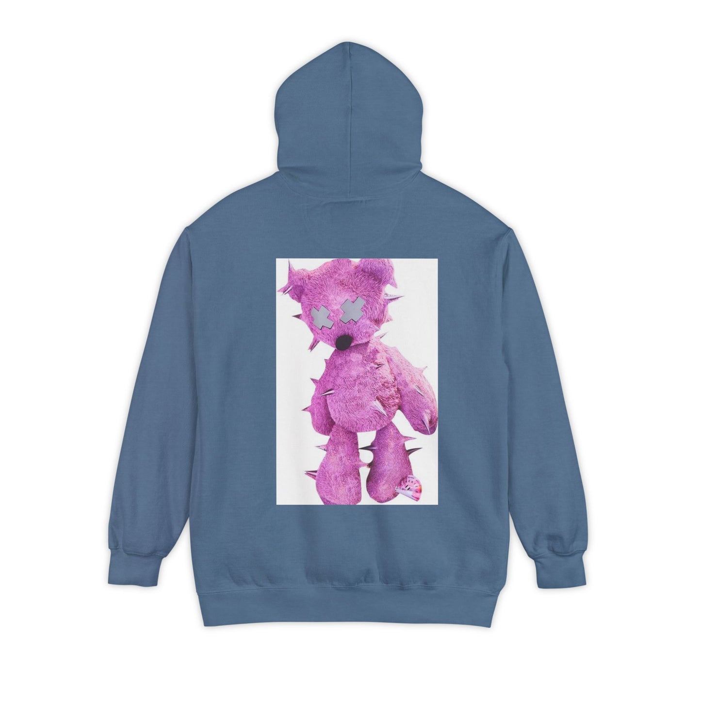 Unisex Garment-Dyed Hoodie - Trendy LBEP Streetwear with Spiked Plush Bear Design