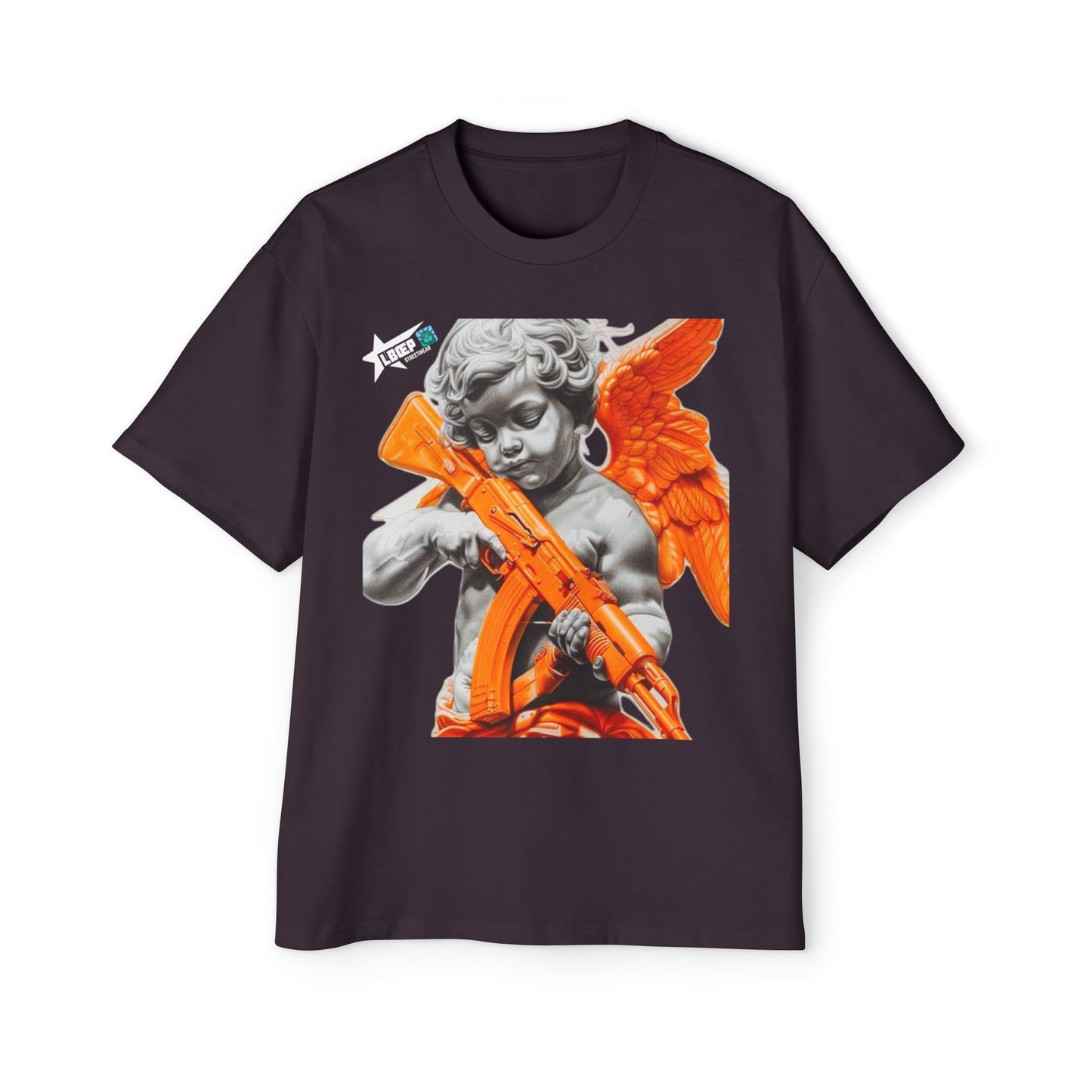 Men's Heavy Oversized Tee - Bold Angel Graphic Tee for Streetwear Style