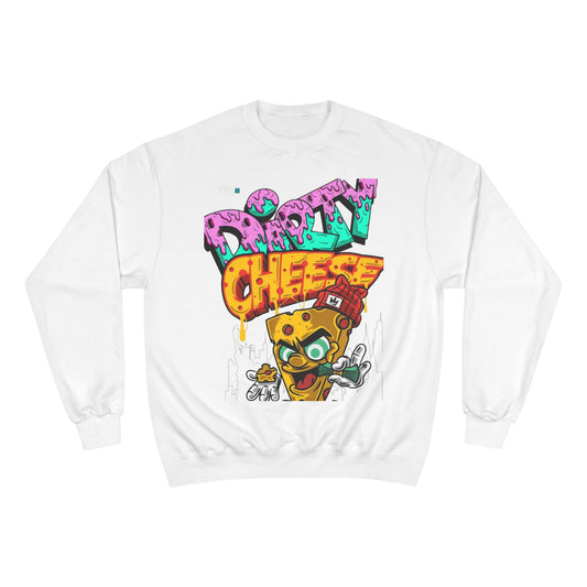 Funny Champion Sweatshirt - 'Dirty Cheese' Graphic Tee - Streetwear Style for Casual Parties