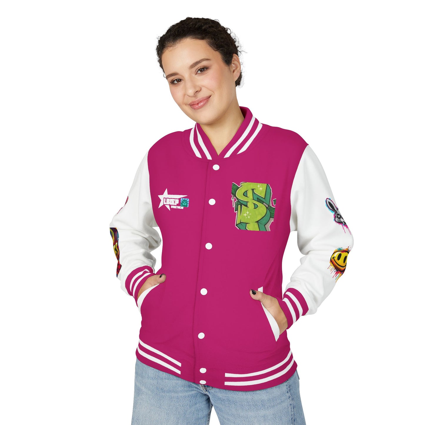 Trendy Unisex Heavyweight Letterman Jacket with Bold Graphics