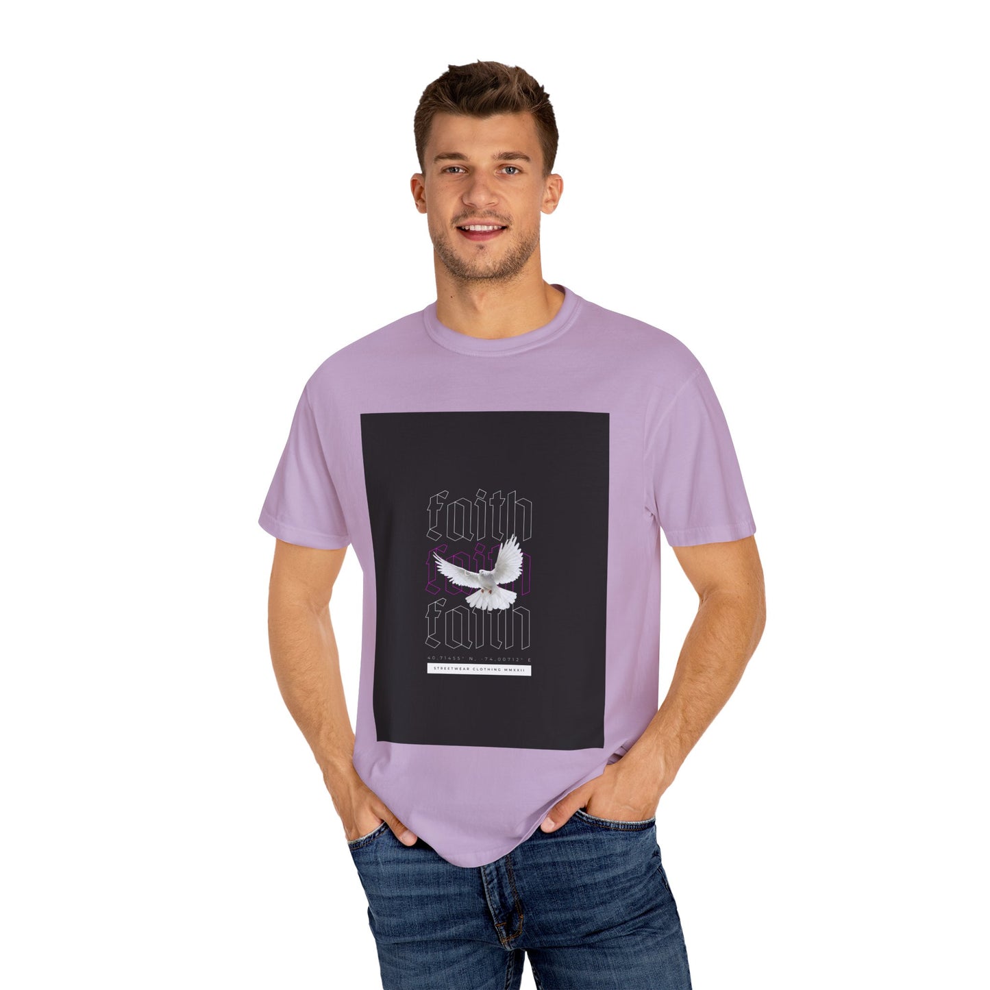 Unisex Garment-Dyed Faith T-Shirt - Inspirational Design with Dove - Perfect for Spirituality and Everyday Wear