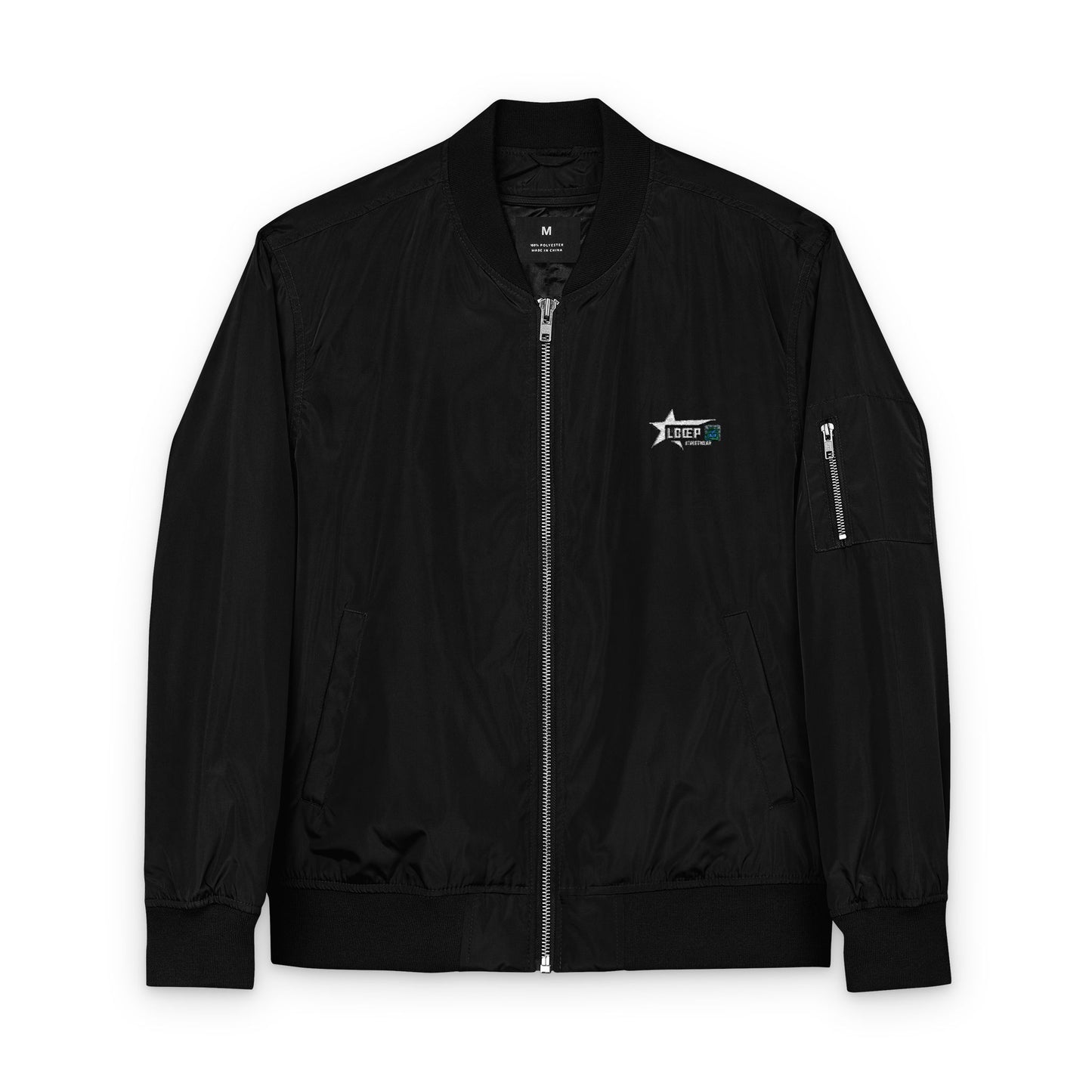 Eco-Friendly Embroidered Bomber Jacket for Casual Style