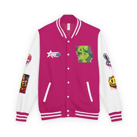 Trendy Unisex Heavyweight Letterman Jacket with Bold Graphics