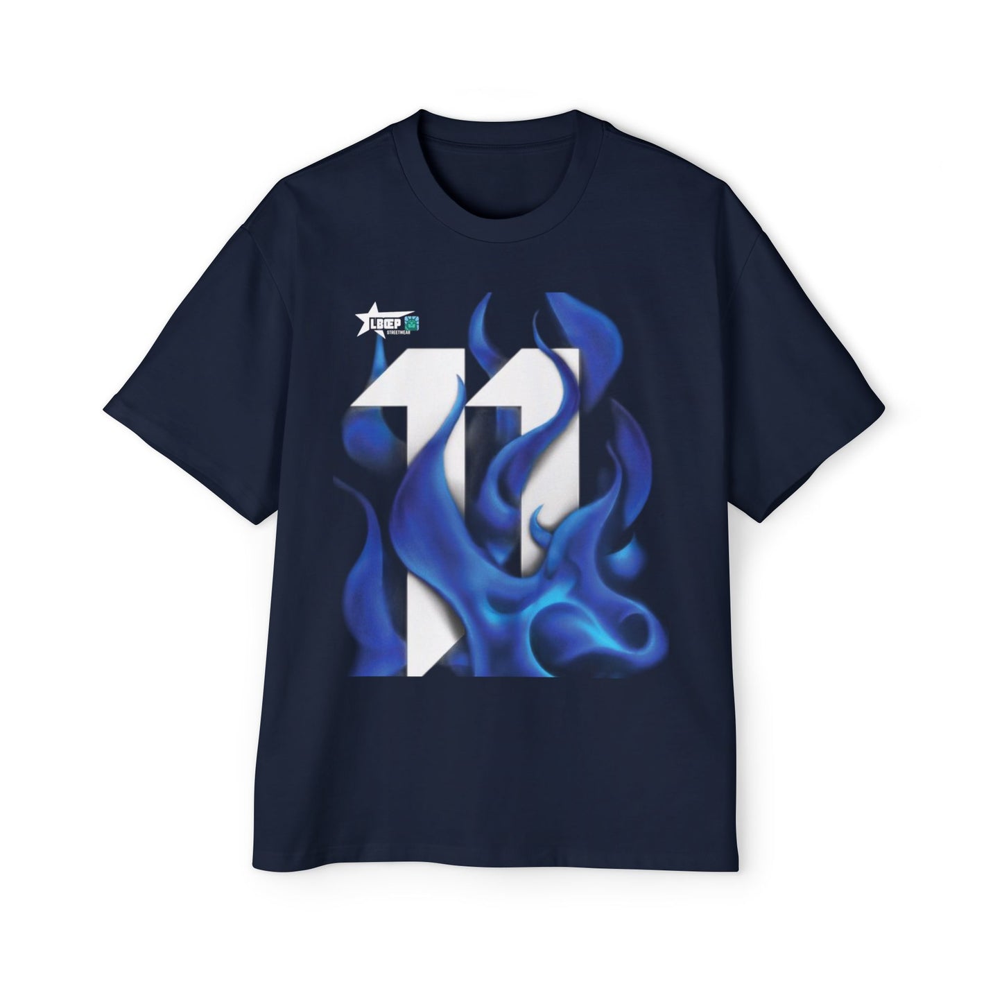 Blue Flame Graphic Tee — Men's Oversized Streetwear T-Shirt