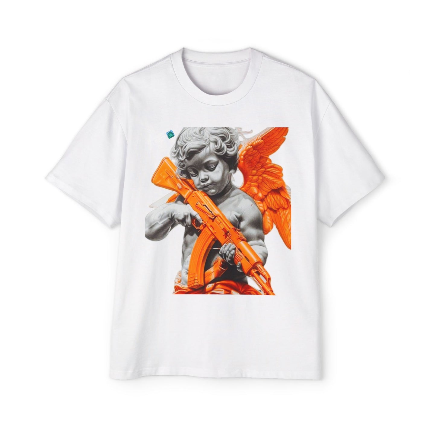 Men's Heavy Oversized Tee - Bold Angel Graphic Tee for Streetwear Style