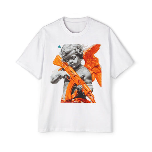 Men's Heavy Oversized Tee - Bold Angel Graphic Tee for Streetwear Style