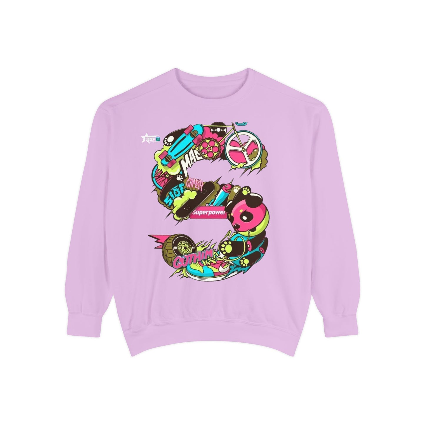Vibrant Unisex Garment-Dyed Sweatshirt with Bold Graffiti Art
