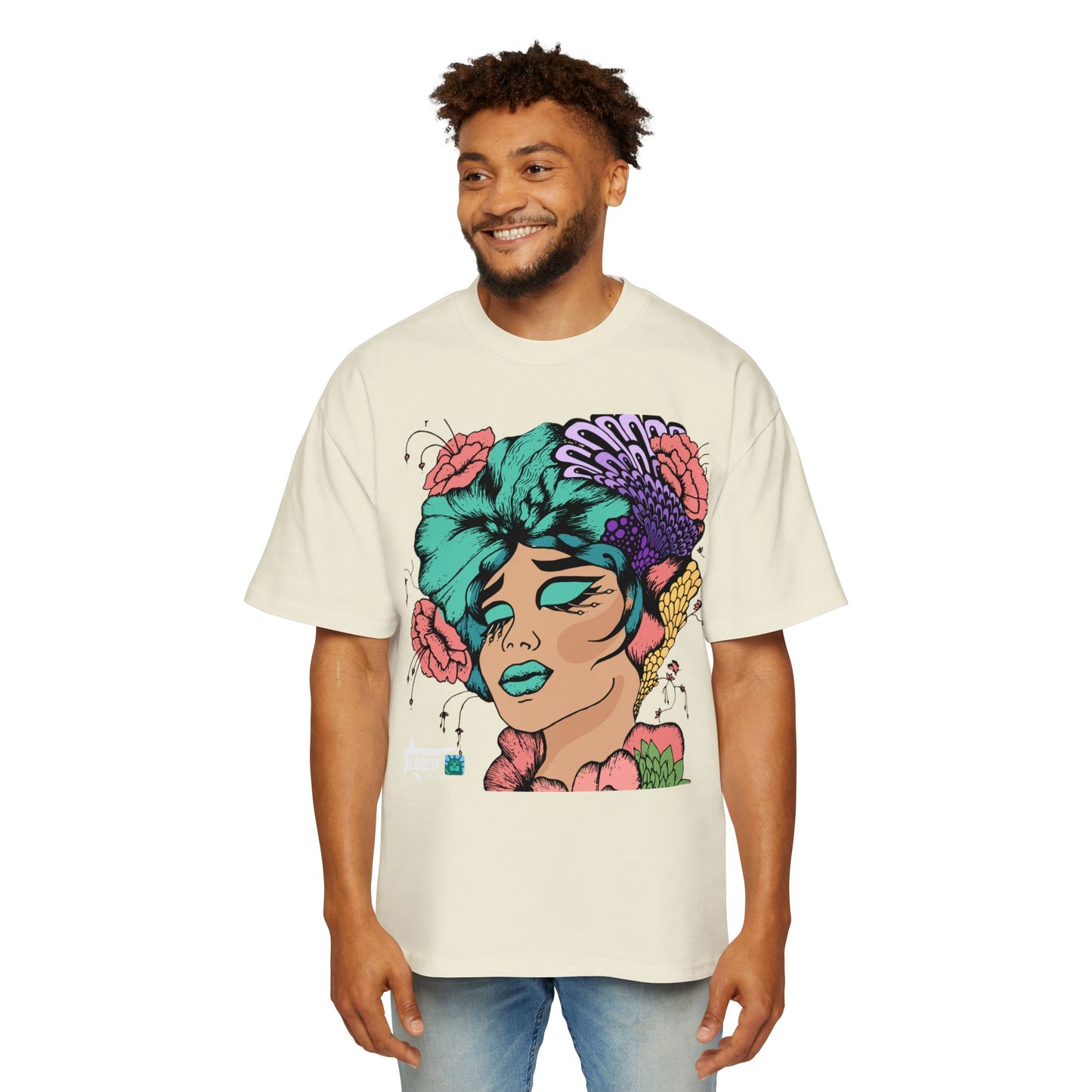 Graphic Tee — Vibrant Floral Pop-Art Portrait