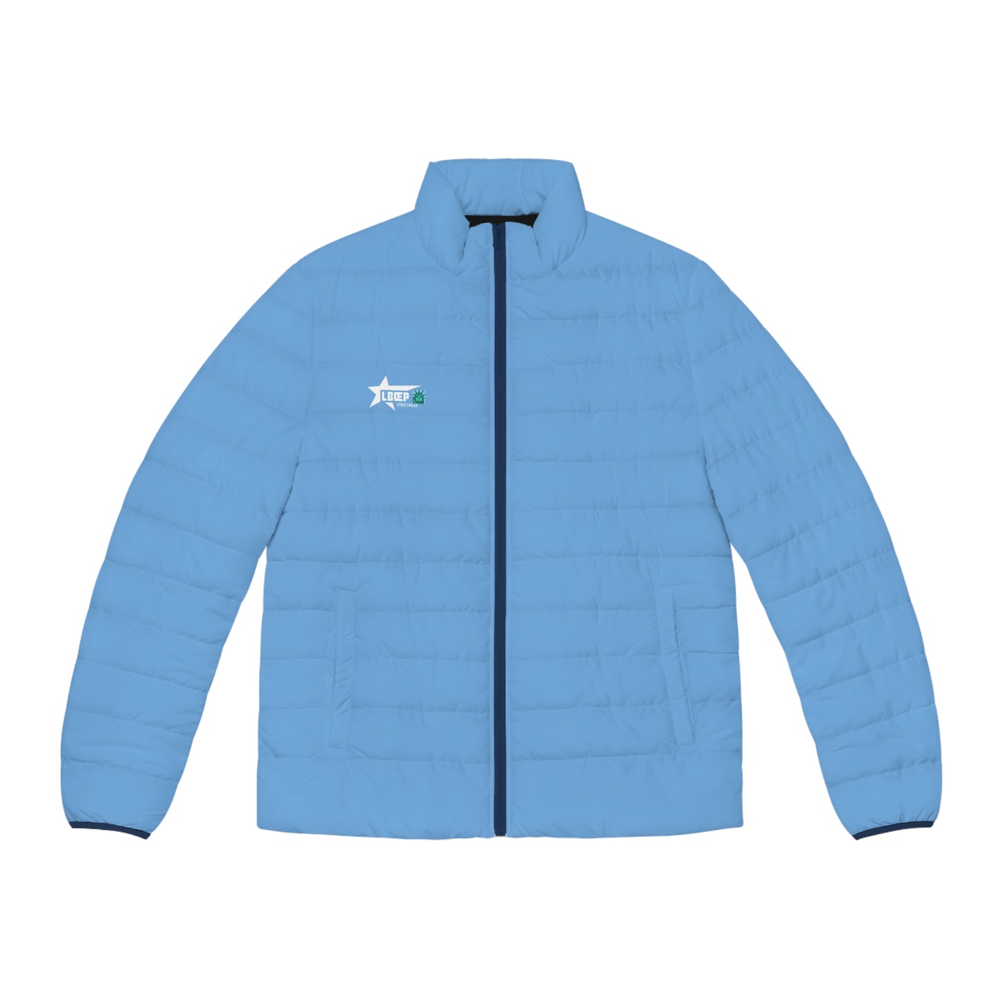 Puffer Jacket — Light Blue Embroidered Star Logo