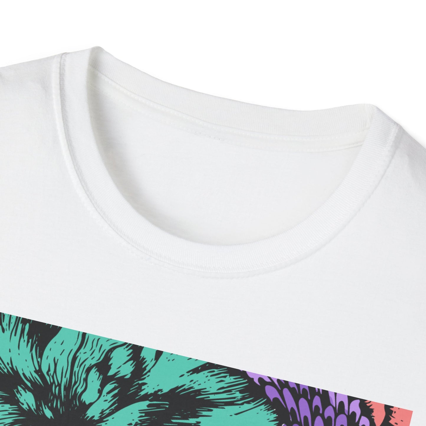 Vibrant Floral Art Unisex Softstyle T-Shirt - Colorful Bohemian Tee