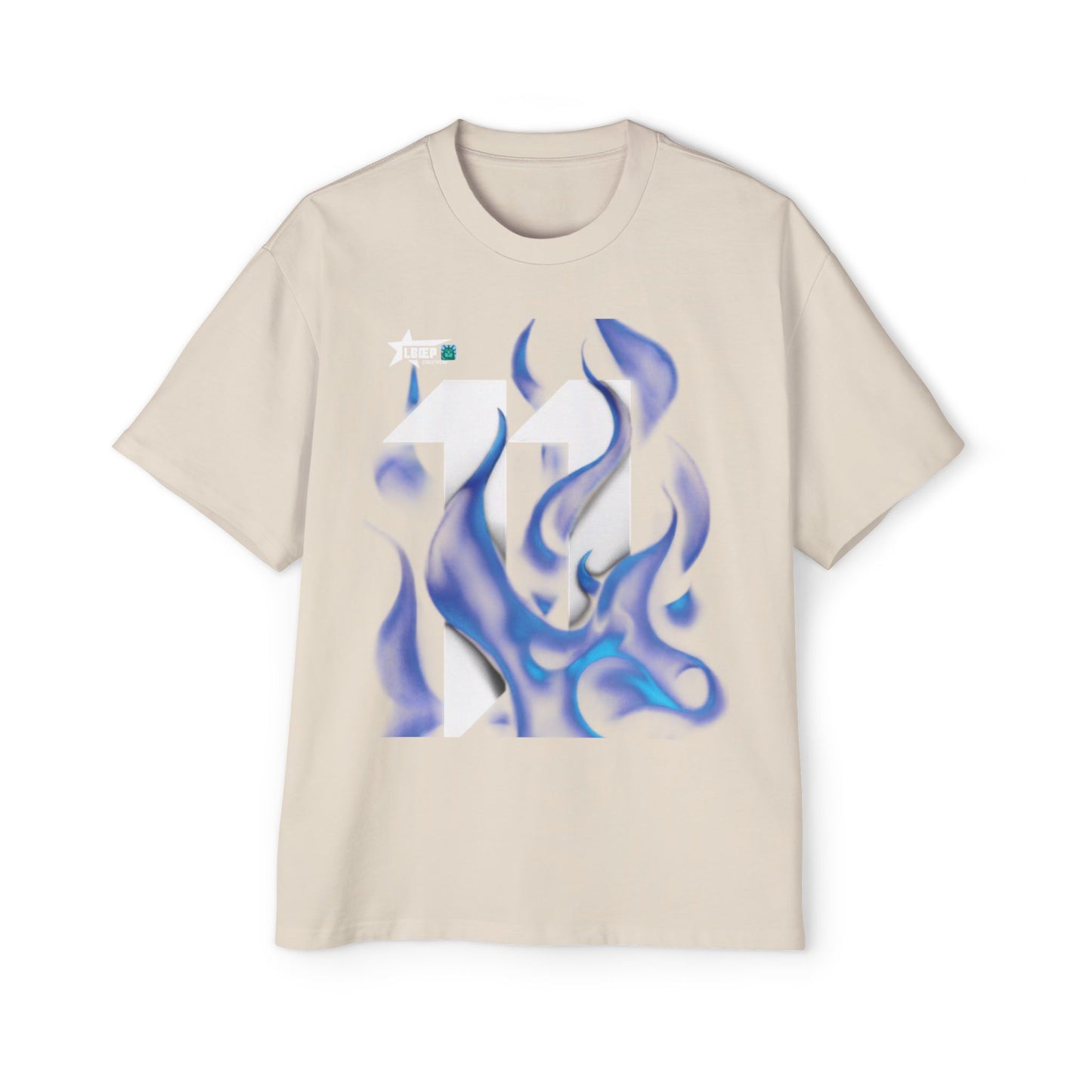 Blue Flame Graphic Tee — Men's Oversized Streetwear T-Shirt