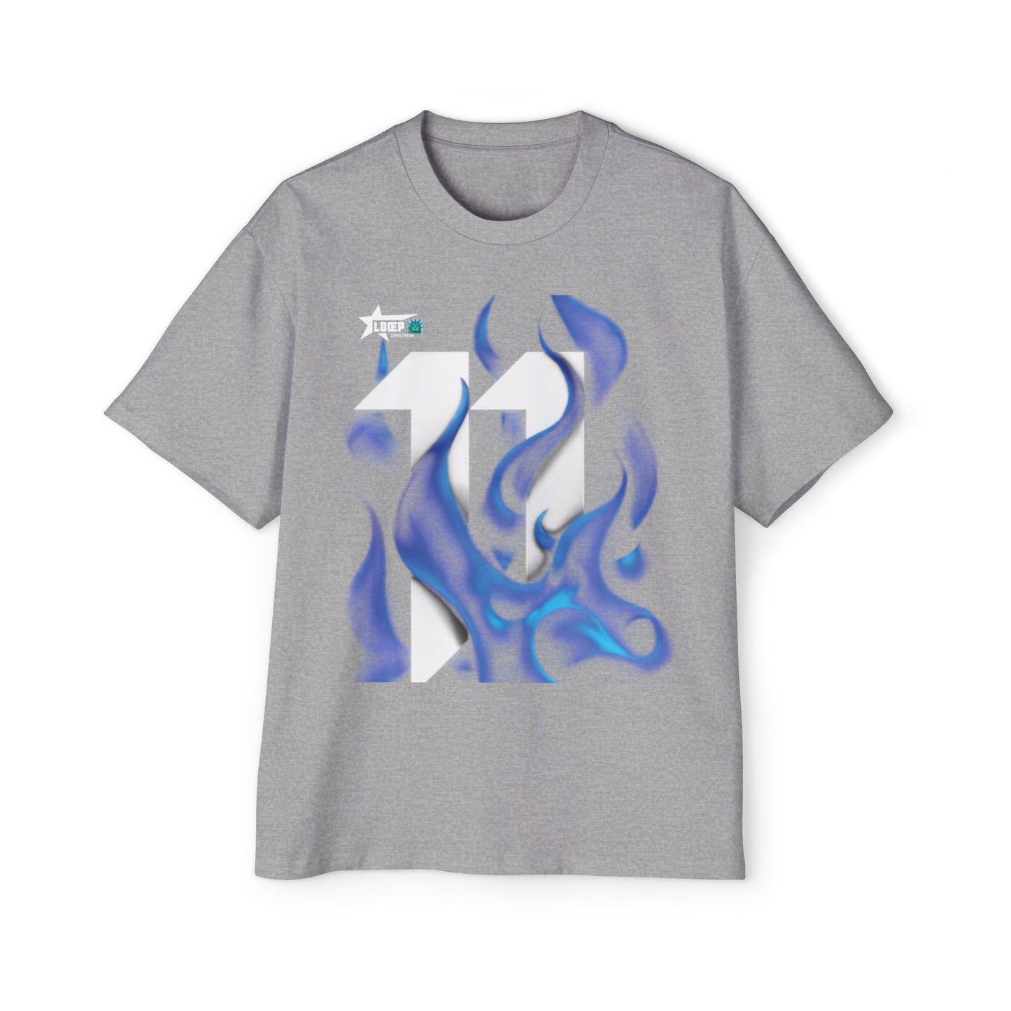 Blue Flame Graphic Tee — Men's Oversized Streetwear T-Shirt