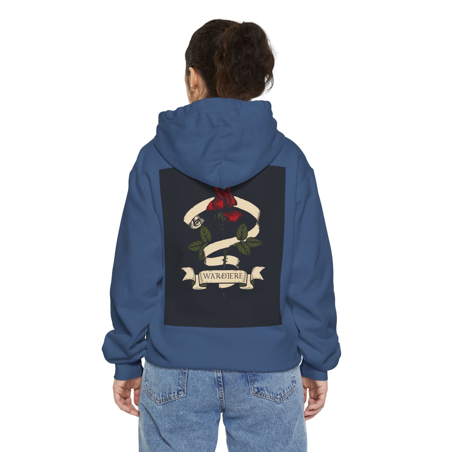 Unisex Garment-Dyed Hoodie with Vintage Bird Design