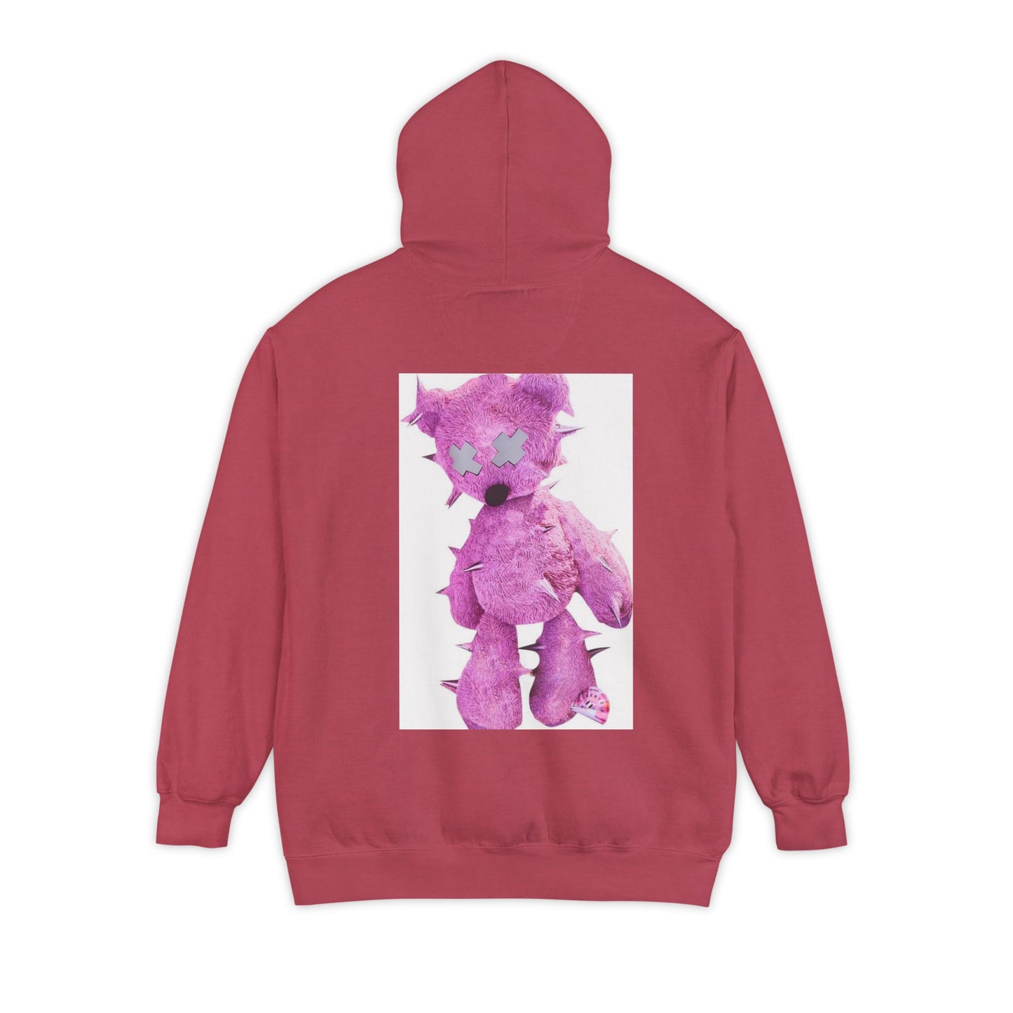 Unisex Garment-Dyed Hoodie - Trendy LBEP Streetwear with Spiked Plush Bear Design