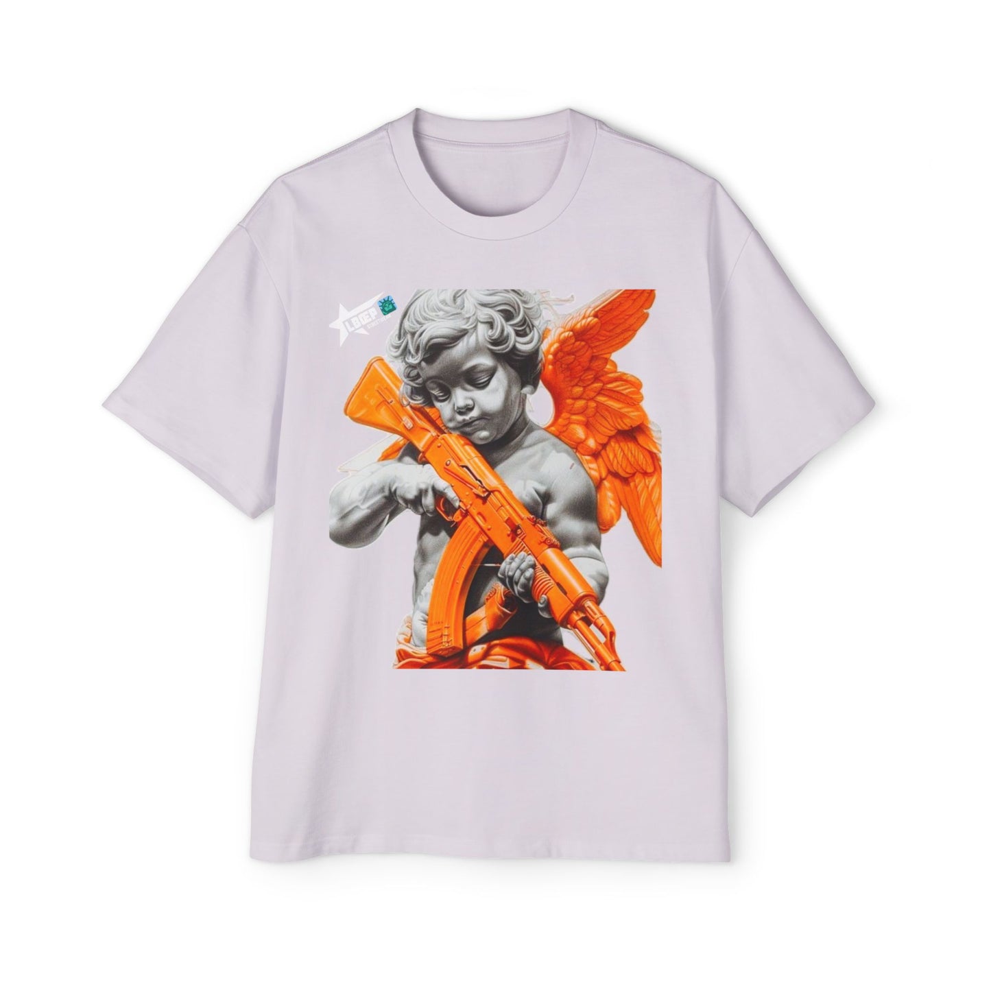 Men's Heavy Oversized Tee - Bold Angel Graphic Tee for Streetwear Style