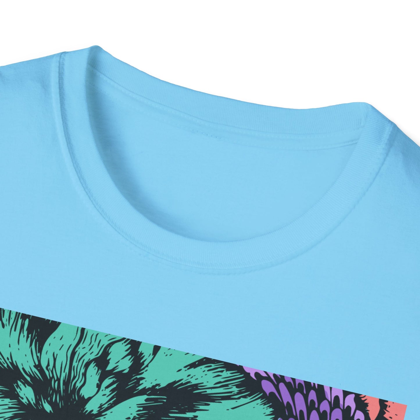 Vibrant Floral Art Unisex Softstyle T-Shirt - Colorful Bohemian Tee