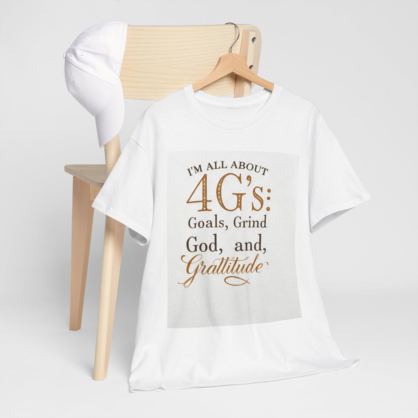 Inspirational Unisex Heavy Cotton Tee - '4G's: Goals, Grind, God, Gratitude'