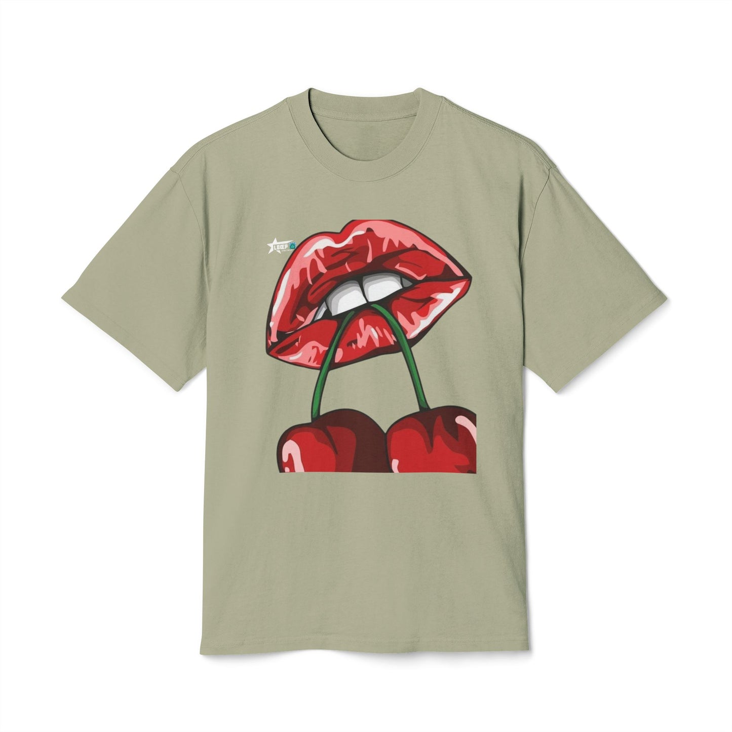 Unisex Heavy Faded Tee - Cherry Lips and Rose Graphic T-Shirt