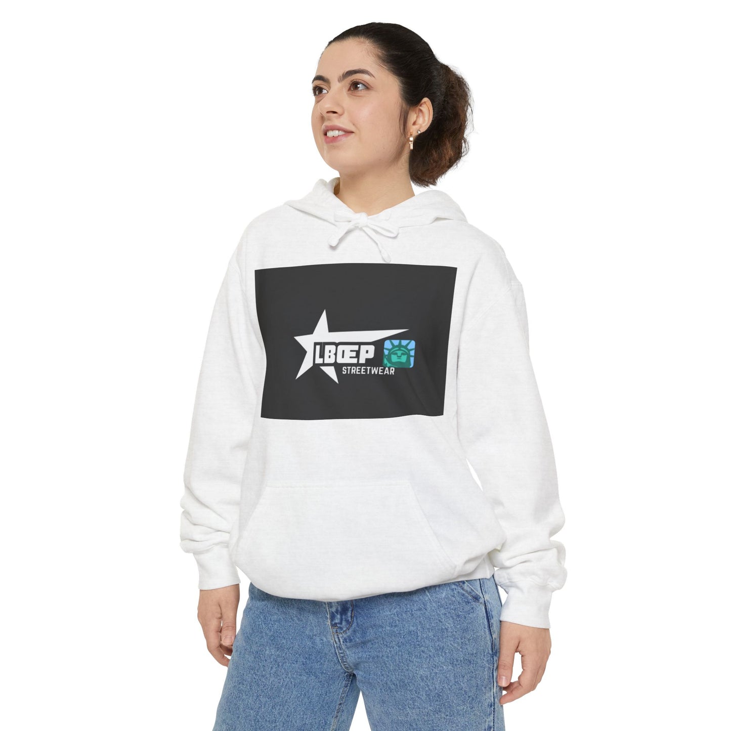 Unisex Garment-Dyed Hoodie - Trendy LBEP Streetwear with Spiked Plush Bear Design