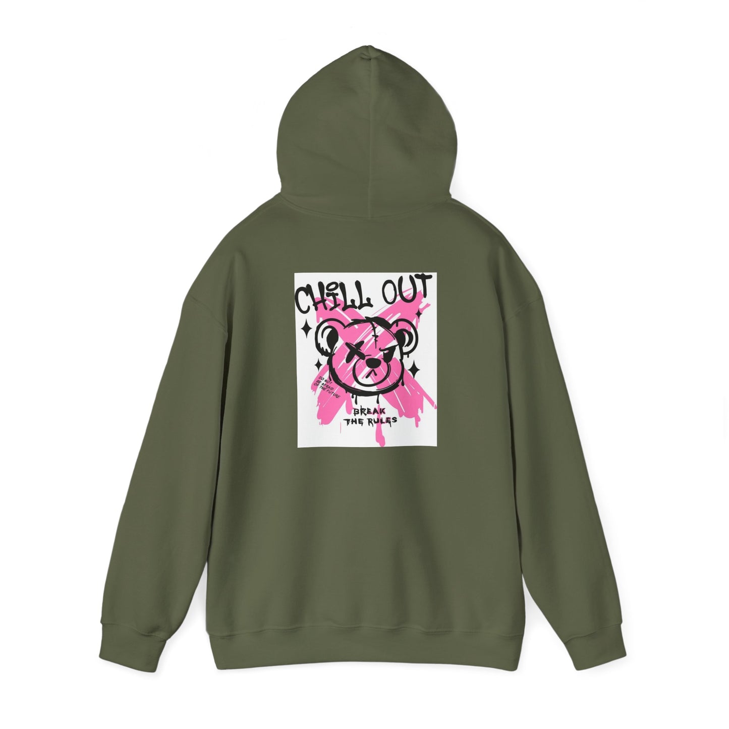Chill Out Graphic Hoodie - Unisex Heavy Blend™ Sweatshirt with Playful Bear Design