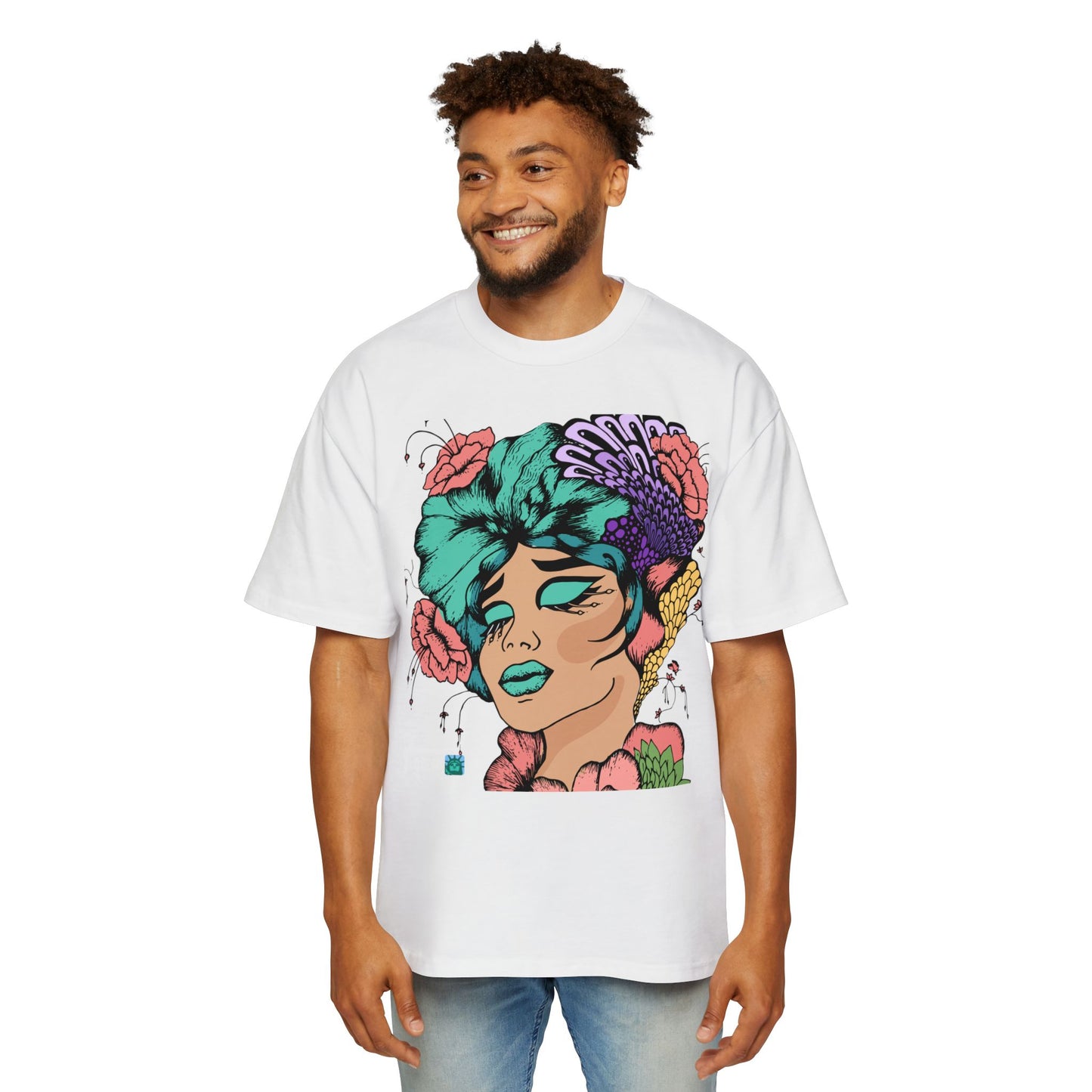 Graphic Tee — Vibrant Floral Pop-Art Portrait