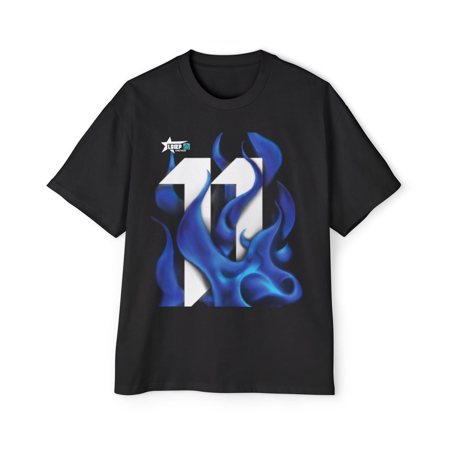 Blue Flame Graphic Tee — Men's Oversized Streetwear T-Shirt