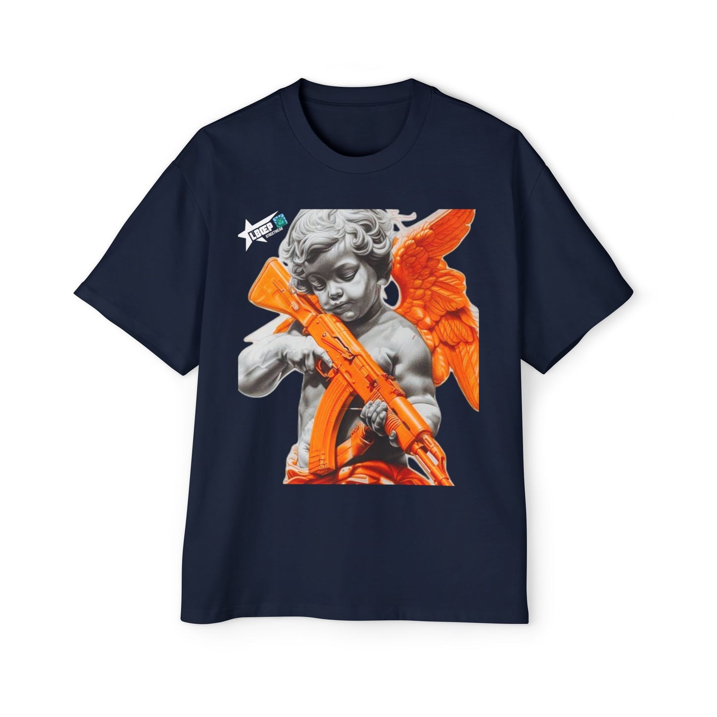 Men's Heavy Oversized Tee - Bold Angel Graphic Tee for Streetwear Style