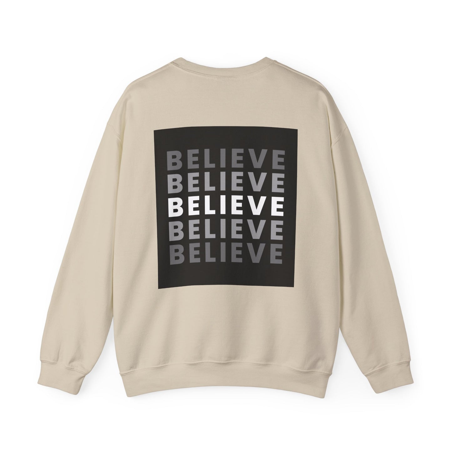 Unisex Heavy Blend™ Crewneck Sweatshirt - 'Believe' Motivational Graphic