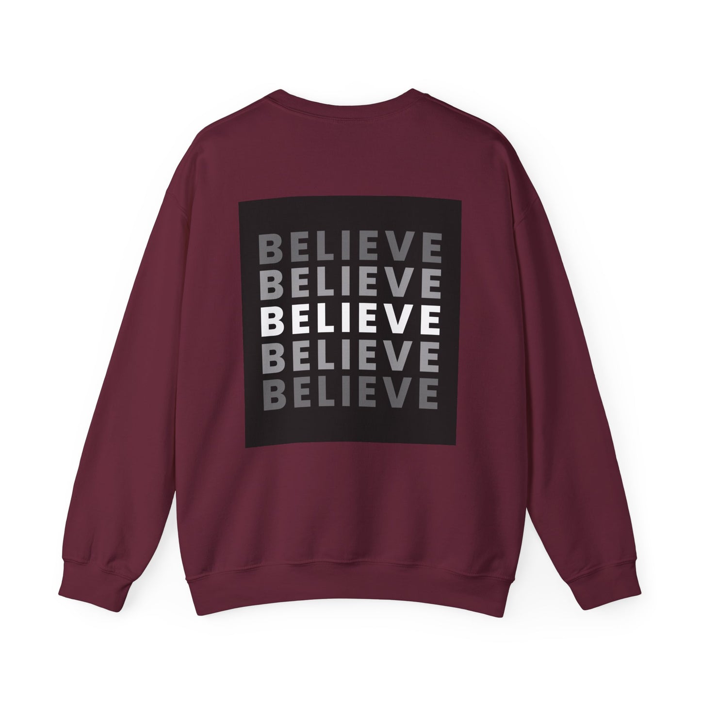 Unisex Heavy Blend™ Crewneck Sweatshirt - 'Believe' Motivational Graphic