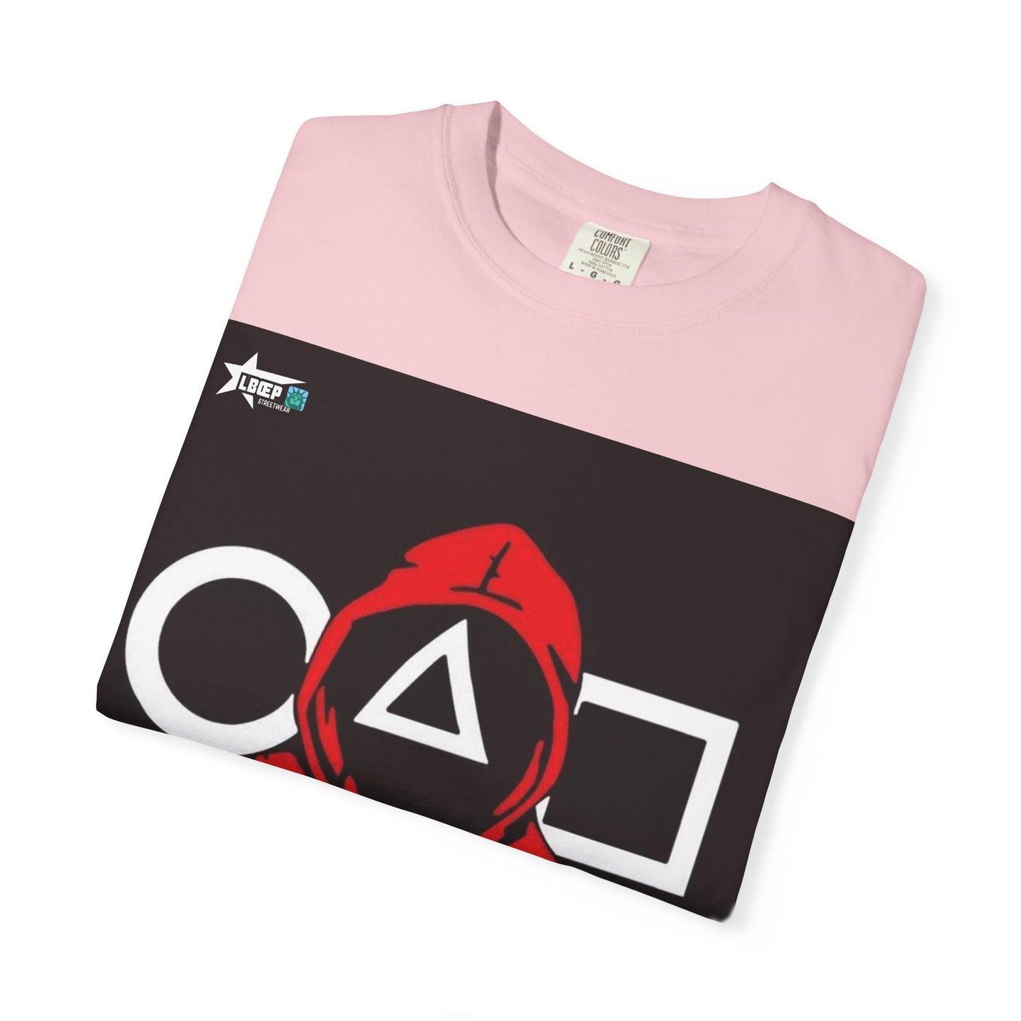 Squid Game Red Hood T-Shirt — Mask Symbols Circle Triangle Square Graphic Tee
