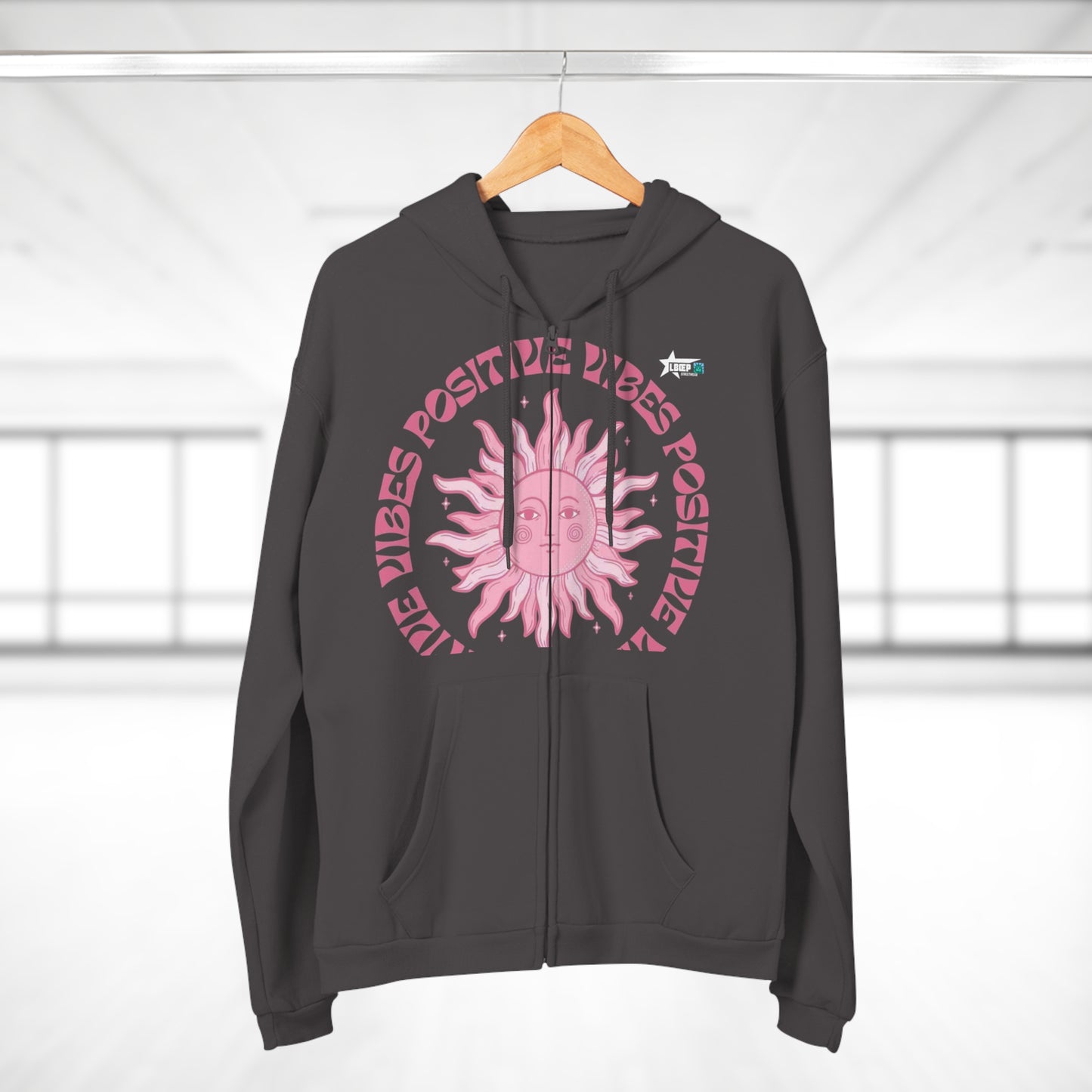 Positive Vibes Unisex Hooded Zip Sweatshirt