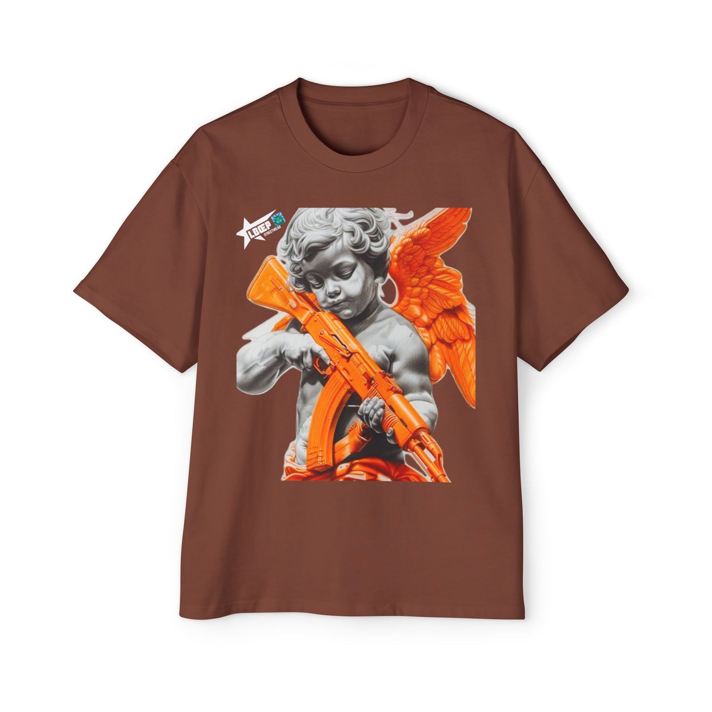 Men's Heavy Oversized Tee - Bold Angel Graphic Tee for Streetwear Style