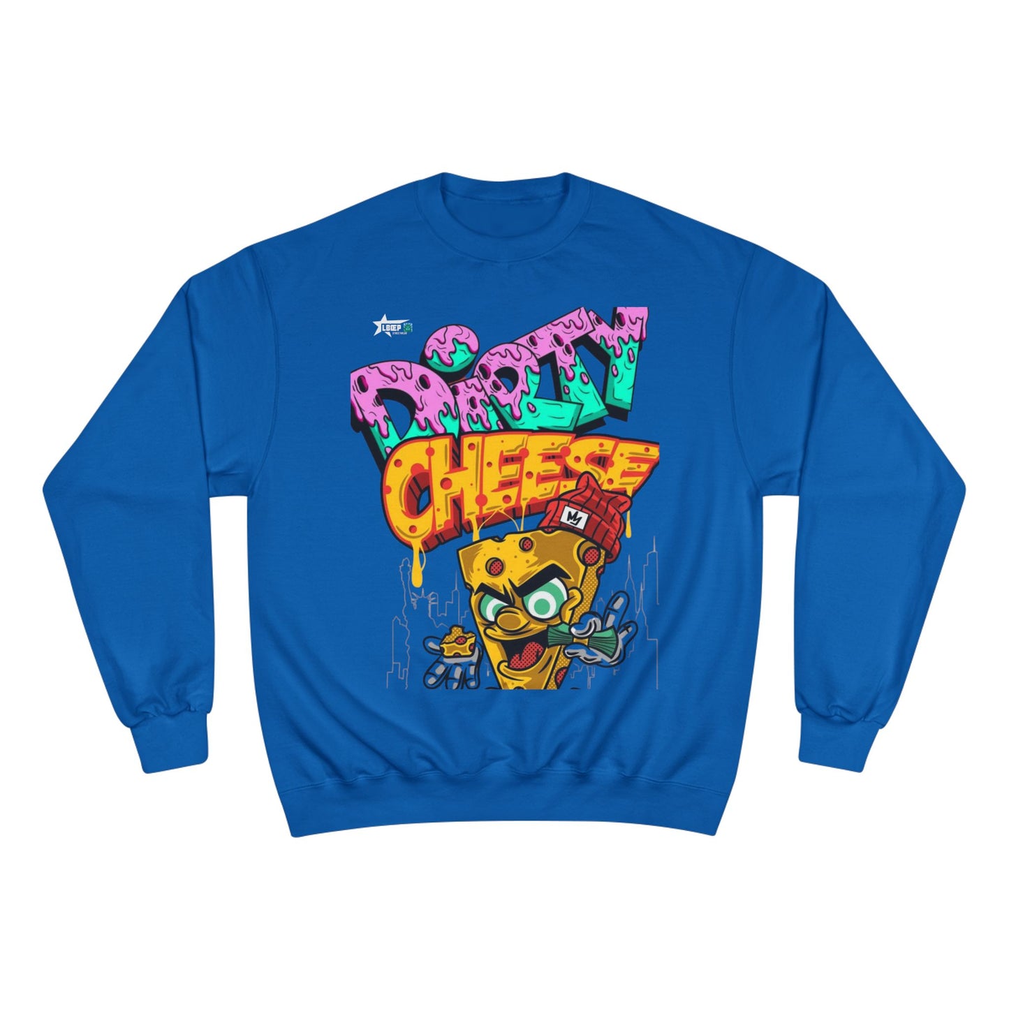 Funny Champion Sweatshirt - 'Dirty Cheese' Graphic Tee - Streetwear Style for Casual Parties