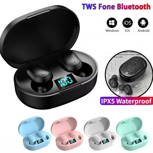 E6S TWS Wireless Earbuds LED Battery Display Noise Cancelling + Mic Waterproof